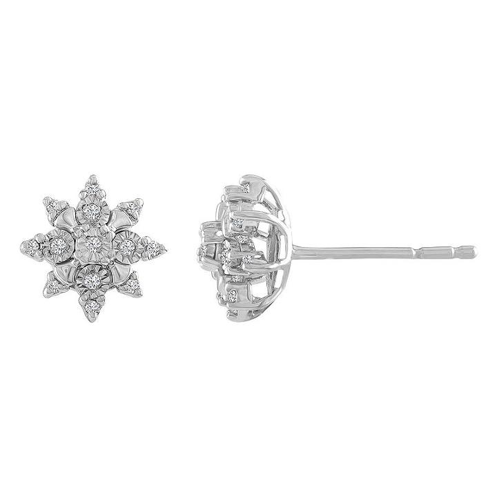 Diamond Accent Genuine White Diamond 9.2mm Stud Earrings