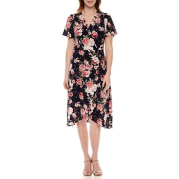 Rabbit Rabbit Rabbit Design Short Sleeve Wrap Dress