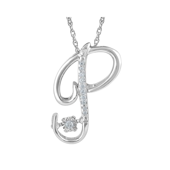 Love In Motion&trade; Diamond-accent Sterling Silver P Pendant Necklace