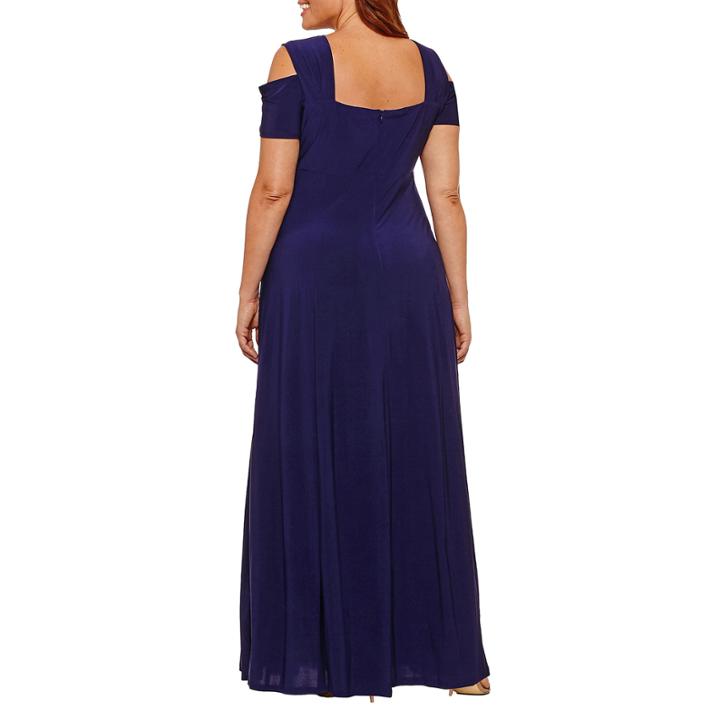 R & M Richards Short Sleeve Evening Gown-plus