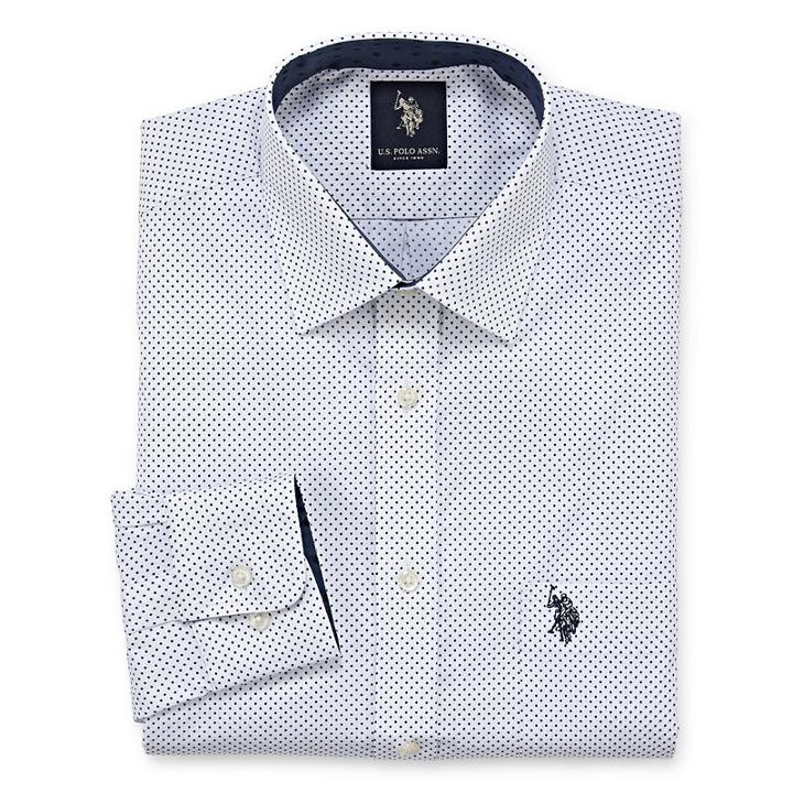 U.s. Polo Assn. Uspa Dress Shirt Big And Tall Long Sleeve Dots Dress Shirt