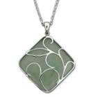Jade Square Pendant Sterling Silver