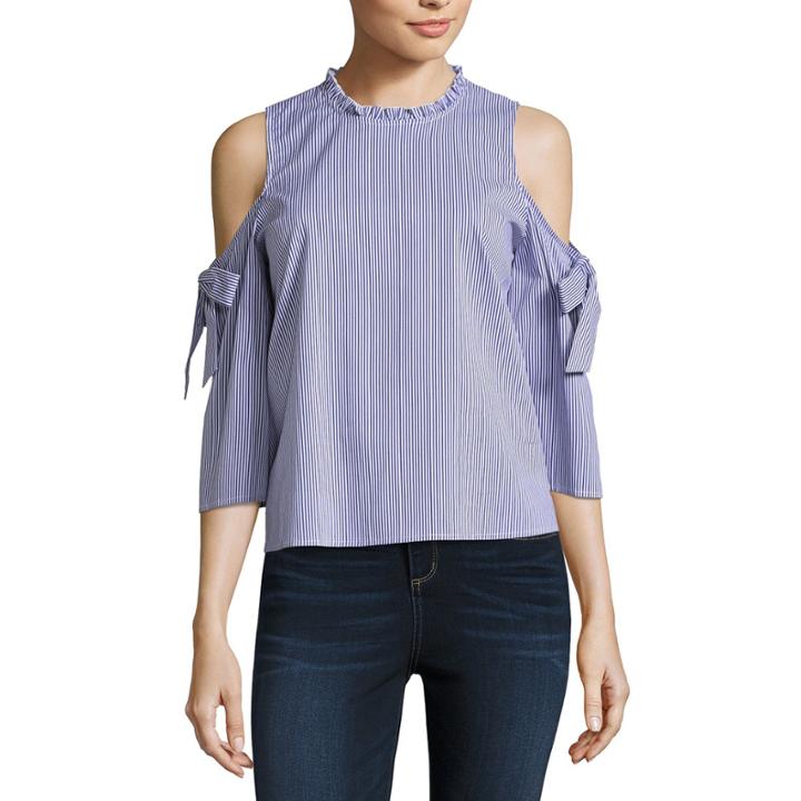 Belle + Sky Cold Shoulder Tie Sleeve Top