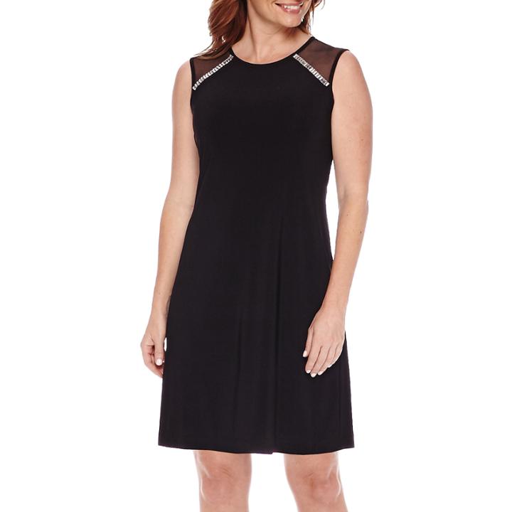 Scarlett Sleeveless Embellished Illusion-shoulder Fit-and-flare Dress
