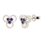 Purple Amethyst 8.6mm Flower Stud Earrings