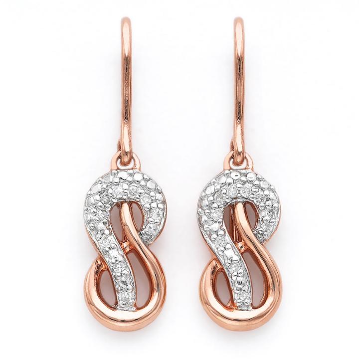 Infinite Promise 1/10 Cttw Diamond 14k Rose Gold Over Silver Infinity Earrings