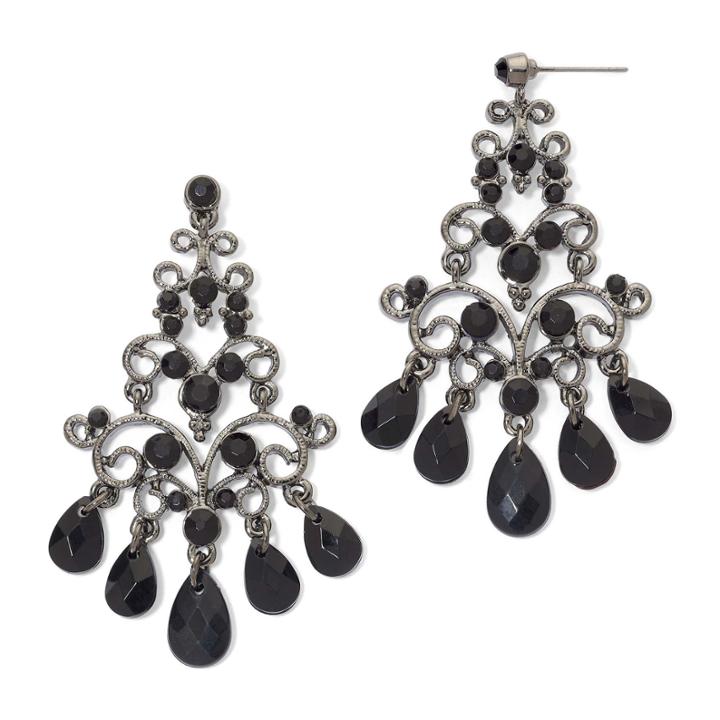 Mixit&trade; Hematite & Black Bead Chandelier Earrings