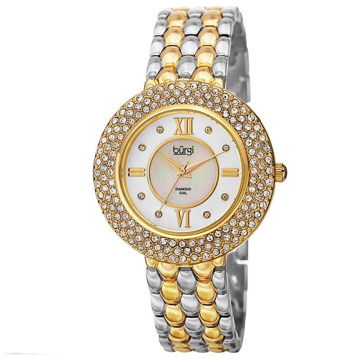 Burgi Womens Two Tone Strap Watch-b-125ttg