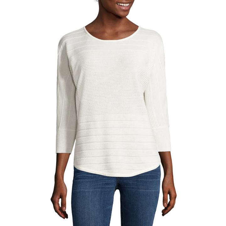 A.n.a 3/4-sleeve Rounded-hem Dolman Sweater