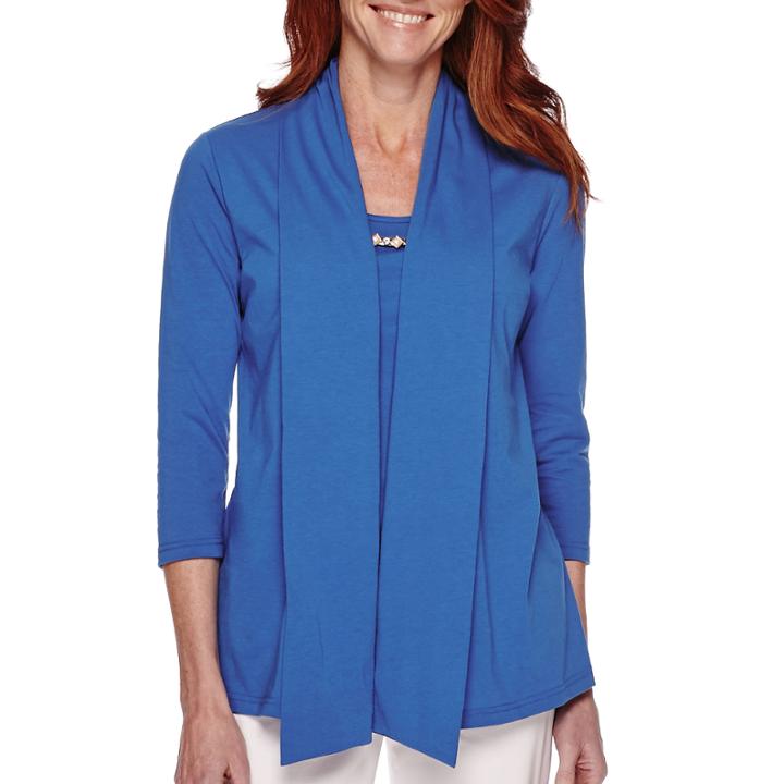 Sag Harbor Bahama Mama 3/4-sleeve Layered Top