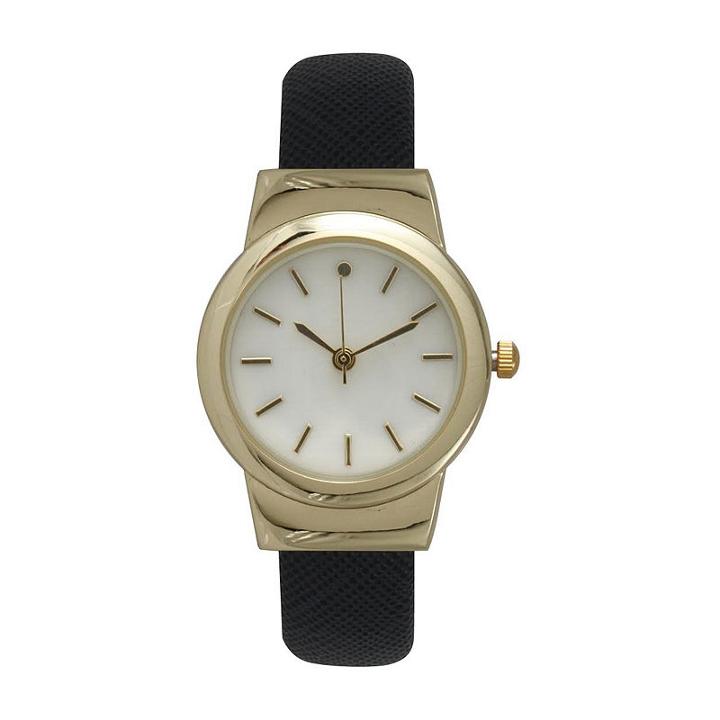 Olivia Pratt Womens Black Strap Watch-26861blackgold
