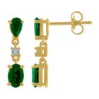 Lab Created Green Emerald 10k Gold Drop Earrings