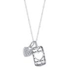 Footnotes Womens Clear Cubic Zirconia Sterling Silver Pendant Necklace