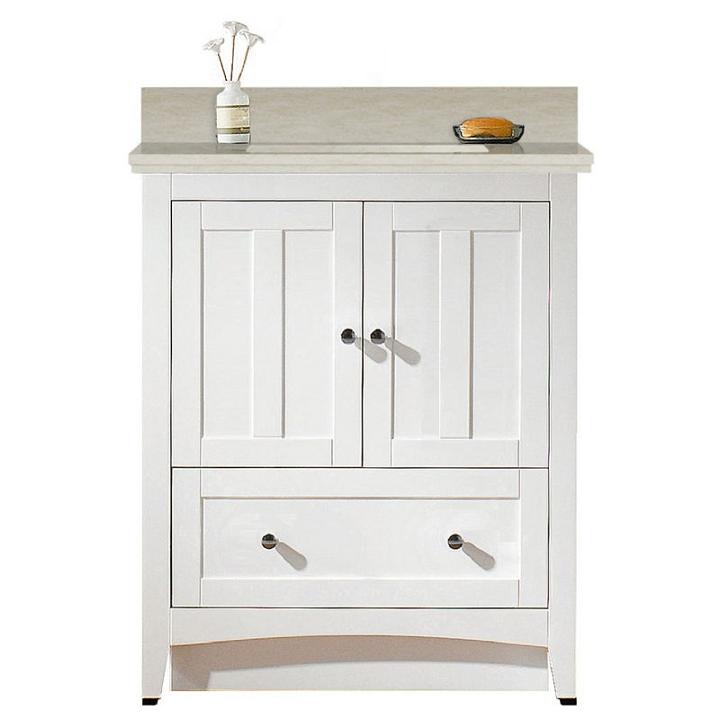 30.5-in. W Floor Mount White Vanity Set For 1 Holedrilling Beige Top Biscuit Um Sink