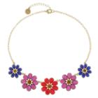 Liz Claiborne Womens Multi Color Flower Collar Necklace