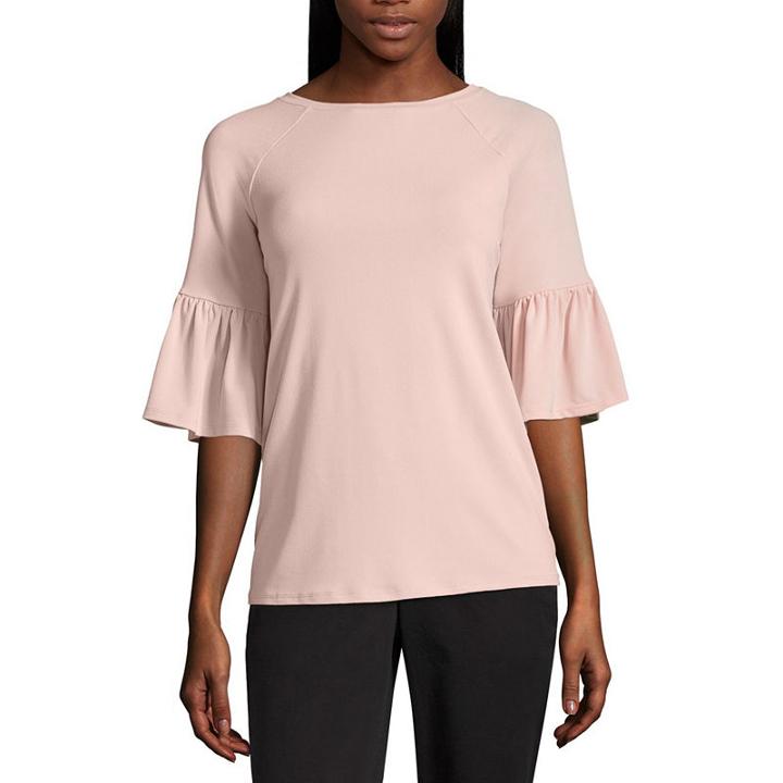 Worthington Long Sleeve Crew Neck Blouse - Tall