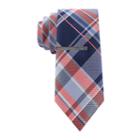 Jf J. Ferrar Felix Plaid Tie And Tie Bar Set - Slim