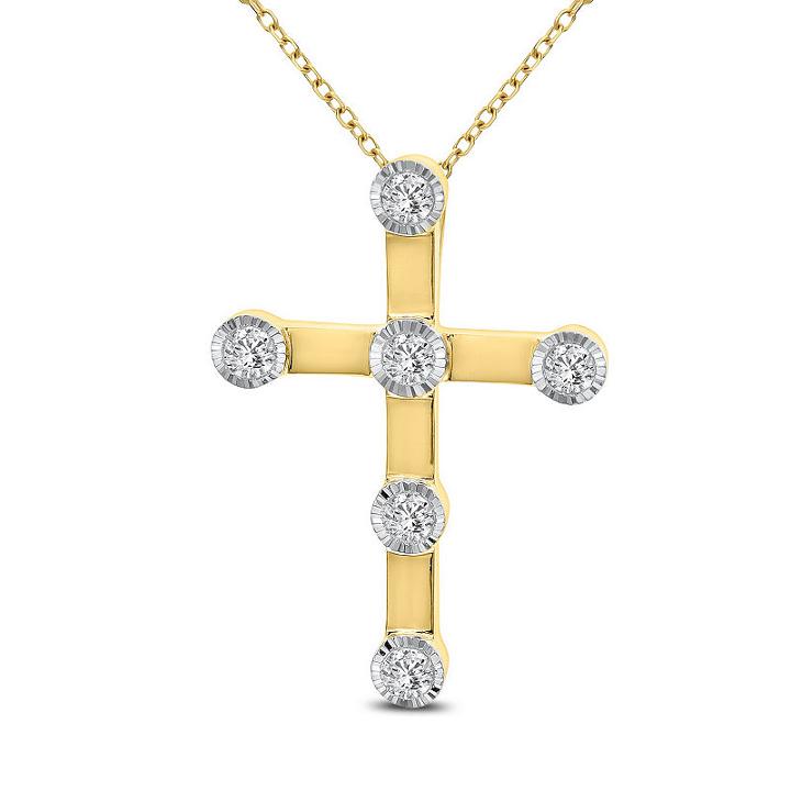 Womens 1/2 Ct. T.w. White Diamond Cross Pendant Necklace