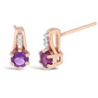 Diamond Accent Genuine Purple Amethyst 9mm Stud Earrings
