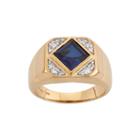 Mens Lab-created Blue And White Sapphire 14k Gold Over Silver Ring