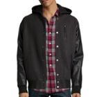 Faux-leather Trim Hooded Jacket