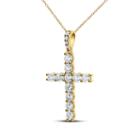 Womens 2 Ct. T.w. Genuine White Diamond 14k Gold Cross Pendant Necklace