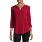 Worthington 3/4 Sleeve Lace Up Shirt