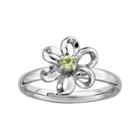Personally Stackable Lab-created Peridot Sterling Silver Flower Stackable Ring