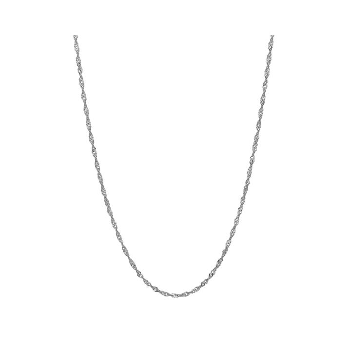 14k White Gold 18 Sparkle Singapore Chain Necklace