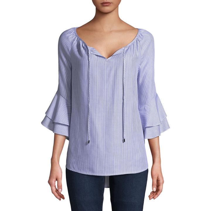 Como Blu 3/4 Sleeve Stripe Blouse