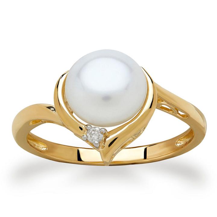 Certified Sofia&trade; Cultured Freshwater Pearl & Diamond Accent Ring