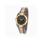 Personalized Mens Black And Gold Tone Diamond Accent Expansion Watch
