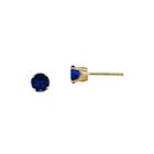 5mm Round Genuine Blue Sapphire 14k Yellow Gold Earrings