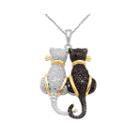 Ct. T.w. White & Black Diamond Double Cat Pendant Necklace