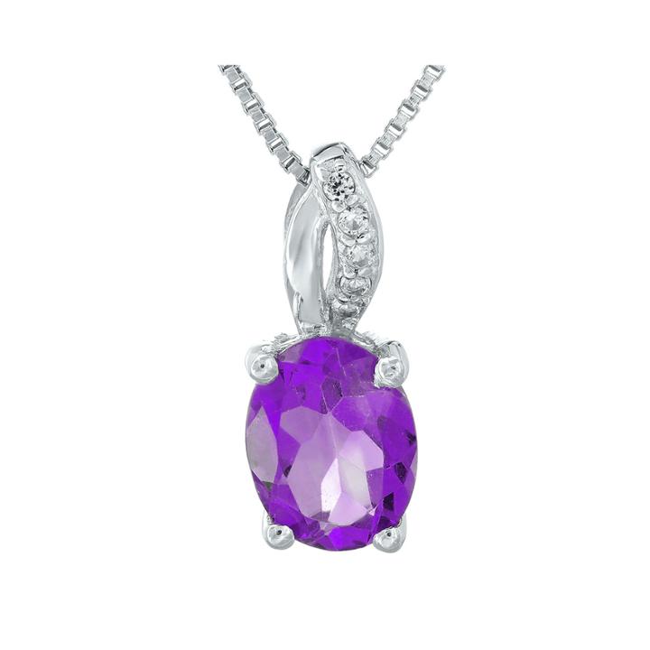 Genuine Amethyst And Diamond-accent Sterling Silver Pendant Necklace