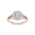1 Ct. T.w. Diamond Cluster 10k Rose Gold Engagement Ring
