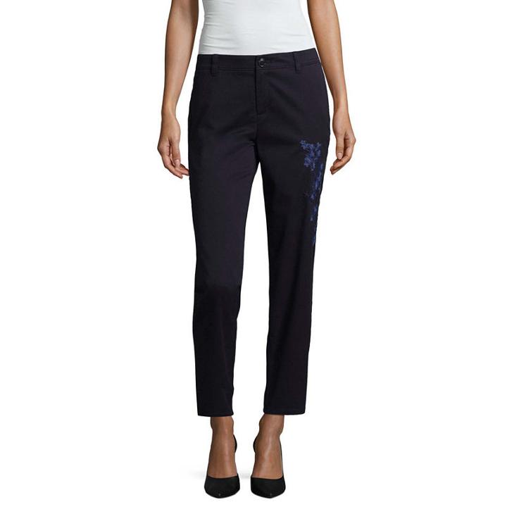 Liz Claiborne Embroidered Ankle Pants-tall
