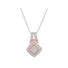 1/10 Ct. T.w. Diamond Sterling Silver & 14k Rose Gold Over Silver Pendant Necklace