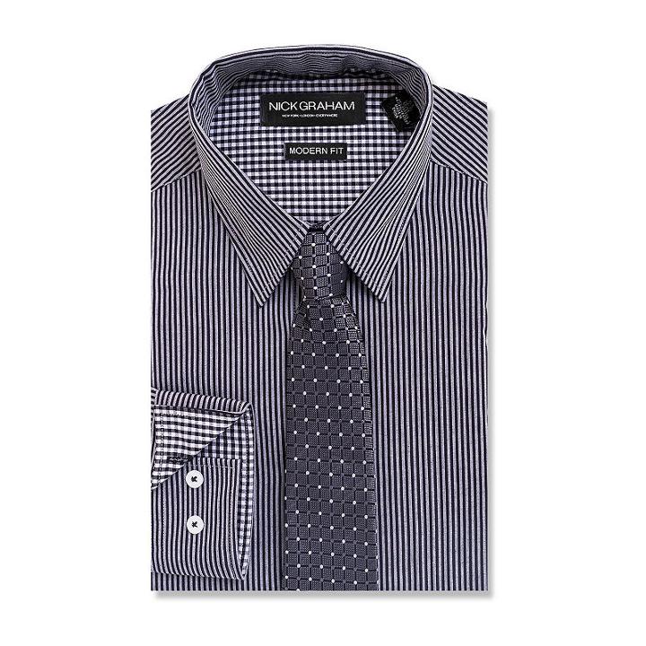 Nick Grahammodern Fit Dress Shirt And Tie Set