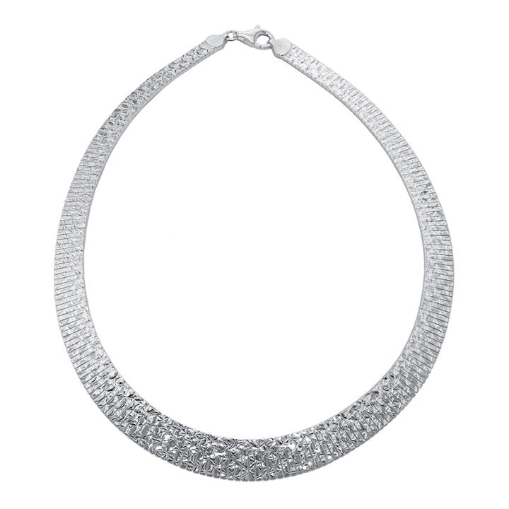 Made In Italy Sterling Silver Diamond-cut Omega Collar Necklace
