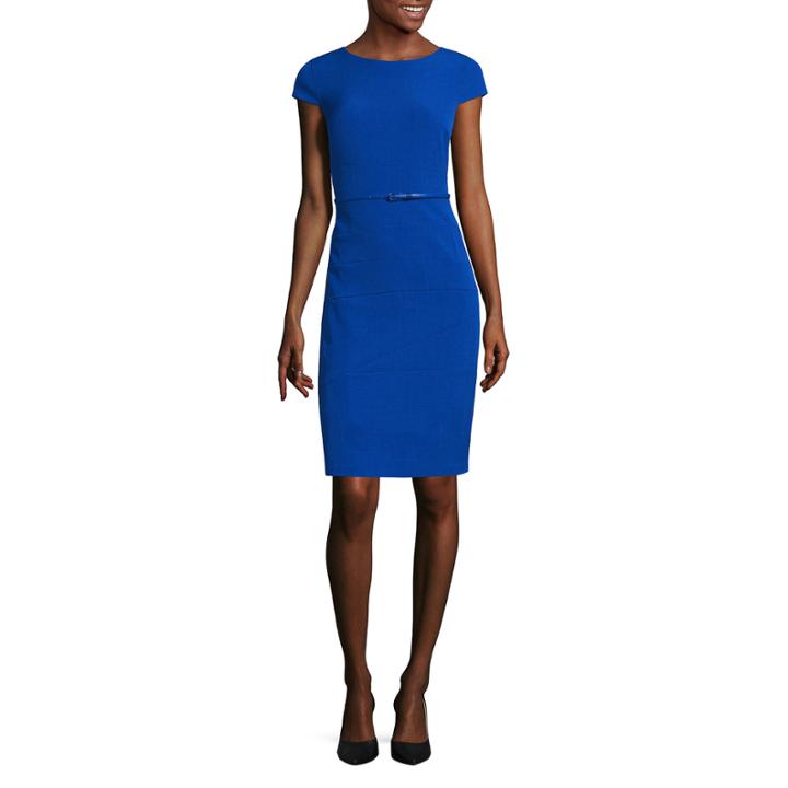 Alyx Cap Sleeve Belted Sheath Dress