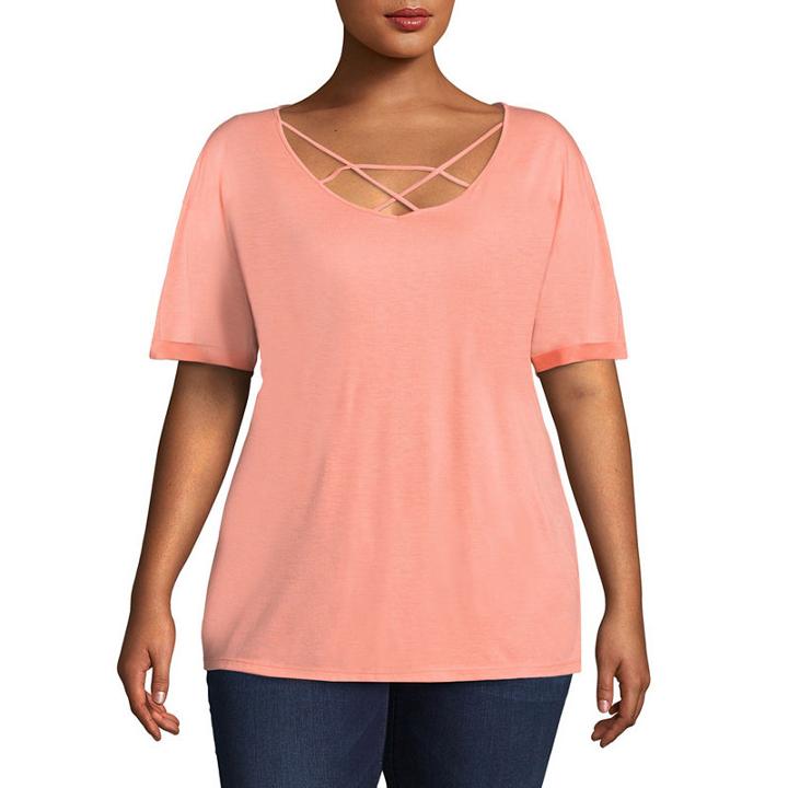 Criss Cross Fashion Tee - Juniors Plus
