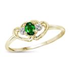Womens Diamond Accent Chrome Diopside Green 14k Gold Over Silver Heart Delicate Ring