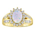 Womens Lab Created Opal White 14k Gold Over Silver Cocktail Ring
