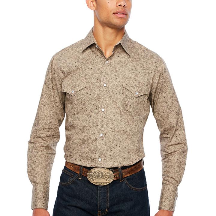 Ely Cattleman Long Sleeve Paisley Button-front Shirt