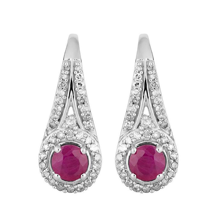 1/5 Ct. T.w. Lead Glass-filled Red Ruby 10k White Gold Drop Earrings