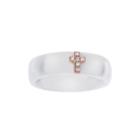 Diamond Accent White Ceramic And Sterling Silver Cross Wedding Band