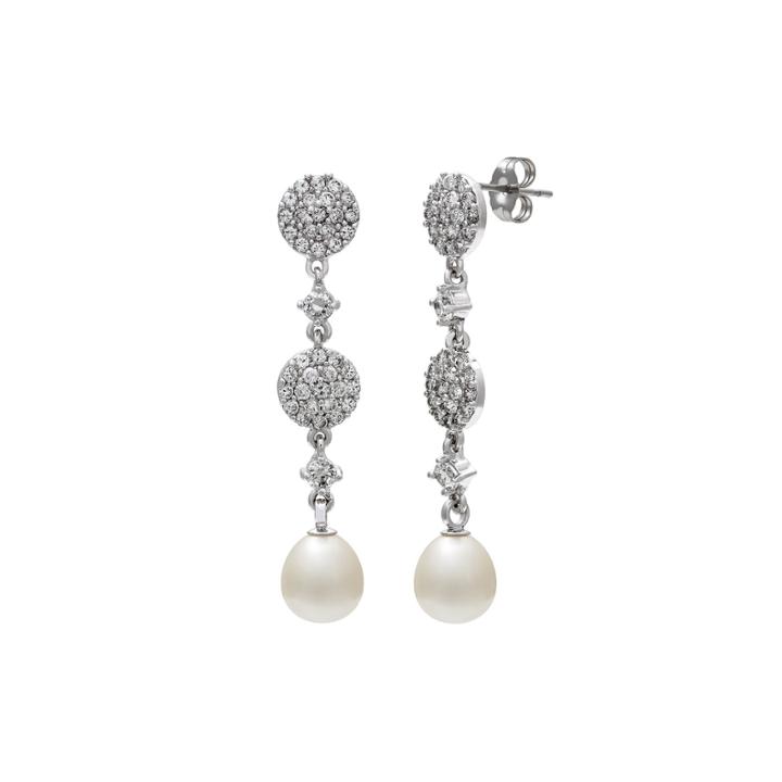 Cultured Freshwater Pearl And Cubic Zirconia Linear Earrings