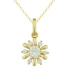 Petite Lux&trade; Cubic Zirconia 10k Yellow Gold Flower Pendant Necklace