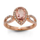 Womens Morganite Pink 14k Rose Gold Over Silver Pear Cocktail Ring